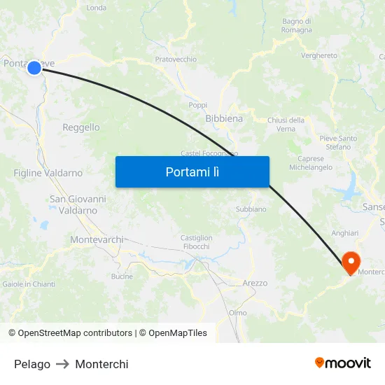 Pelago to Monterchi map