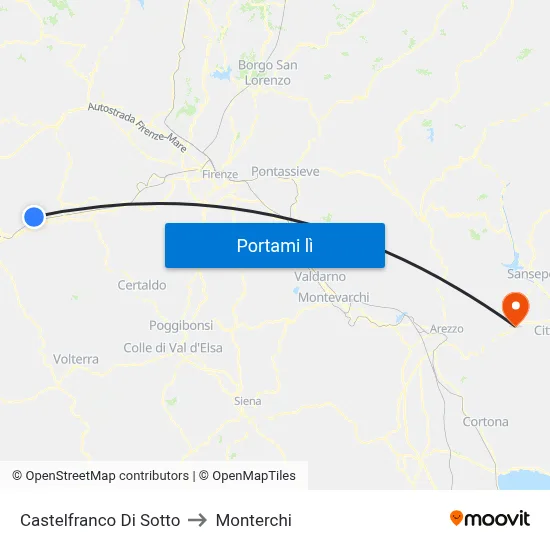 Castelfranco Di Sotto to Monterchi map