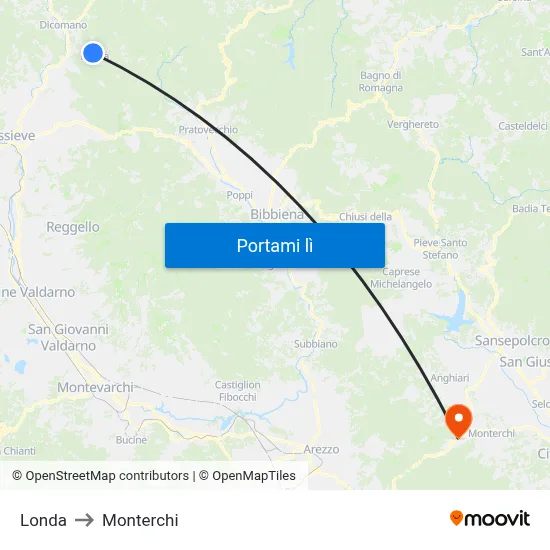 Londa to Monterchi map