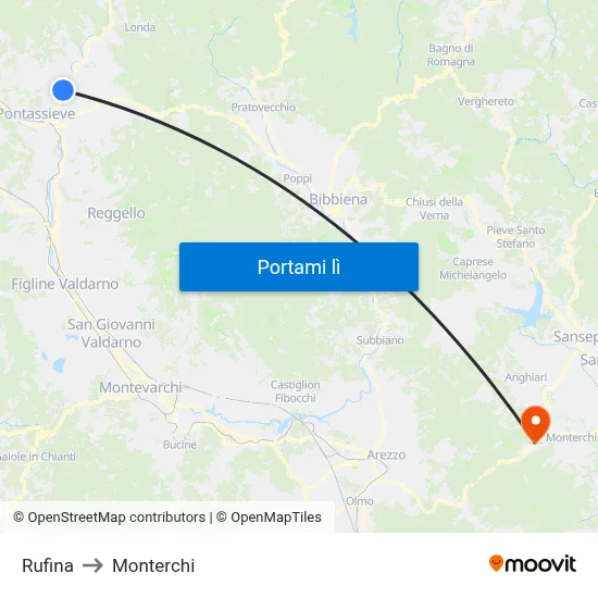 Rufina to Monterchi map