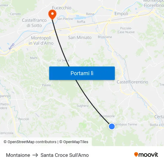Montaione to Santa Croce Sull'Arno map