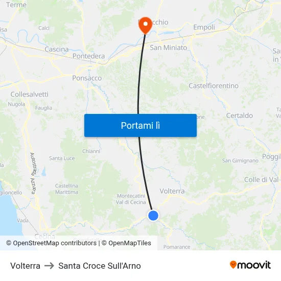 Volterra to Santa Croce Sull'Arno map