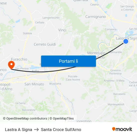 Lastra A Signa to Santa Croce Sull'Arno map