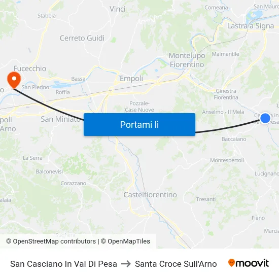 San Casciano In Val Di Pesa to Santa Croce Sull'Arno map