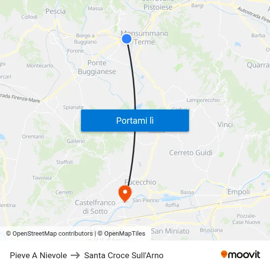 Pieve A Nievole to Santa Croce Sull'Arno map