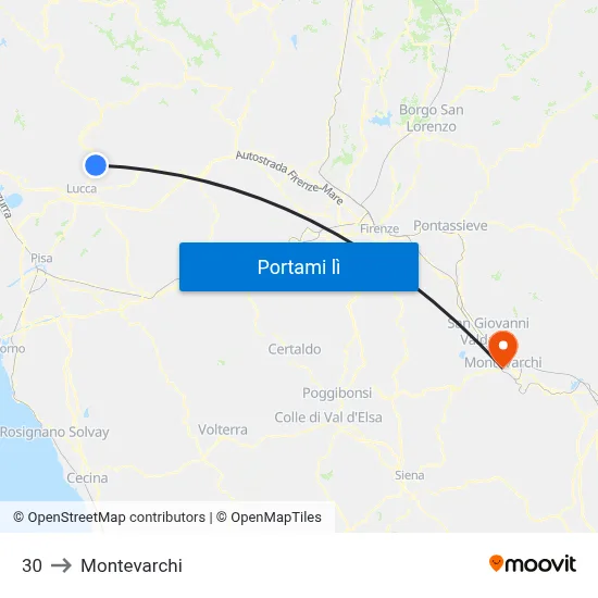 30 to Montevarchi map