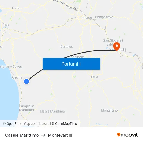 Casale Marittimo to Montevarchi map