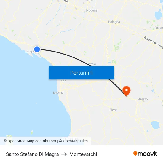 Santo Stefano Di Magra to Montevarchi map