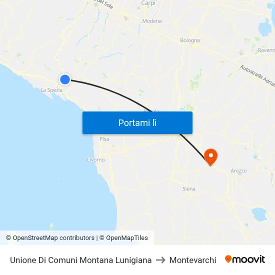 Unione Di Comuni Montana Lunigiana to Montevarchi map