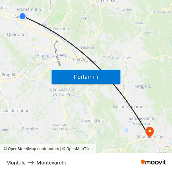 Montale to Montevarchi map