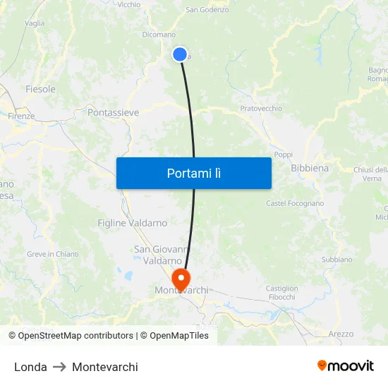 Londa to Montevarchi map