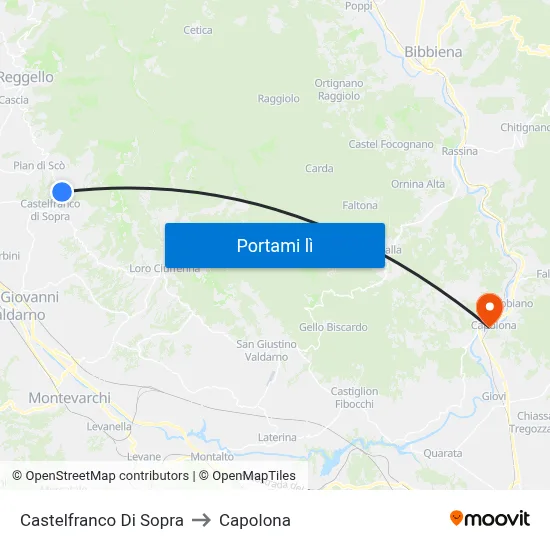 Castelfranco Di Sopra to Capolona map