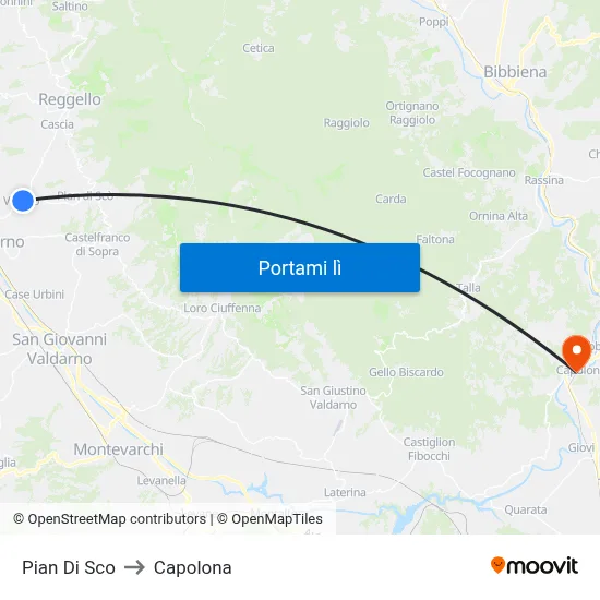 Pian Di Sco to Capolona map