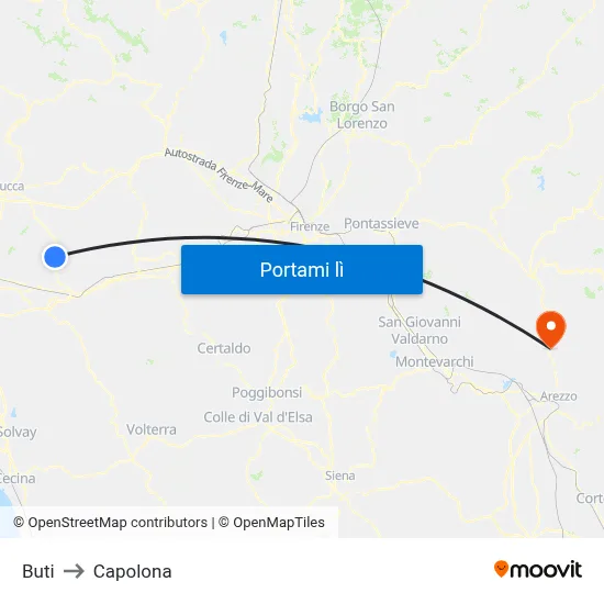 Buti to Capolona map