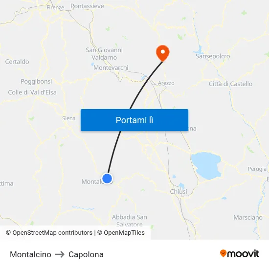 Montalcino to Capolona map