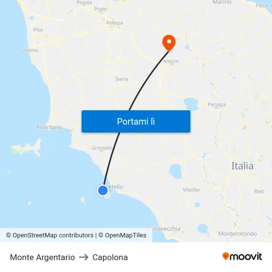 Monte Argentario to Capolona map