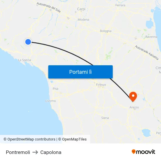 Pontremoli to Capolona map