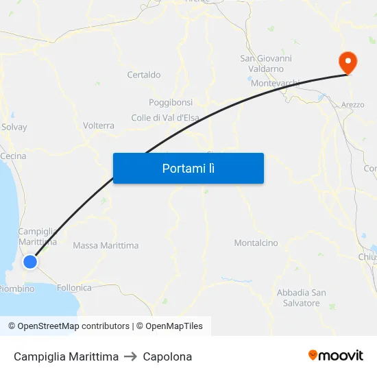 Campiglia Marittima to Capolona map