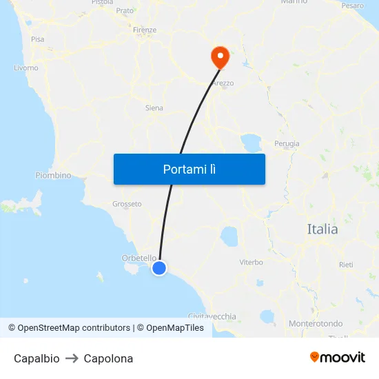 Capalbio to Capolona map