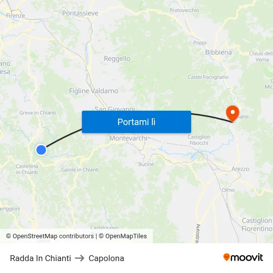 Radda In Chianti to Capolona map