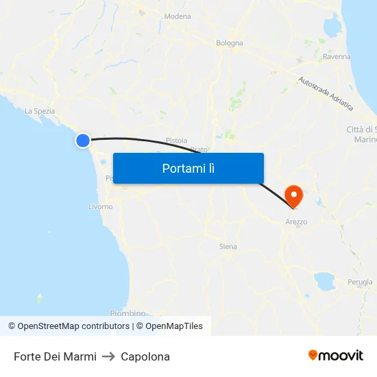 Forte Dei Marmi to Capolona map