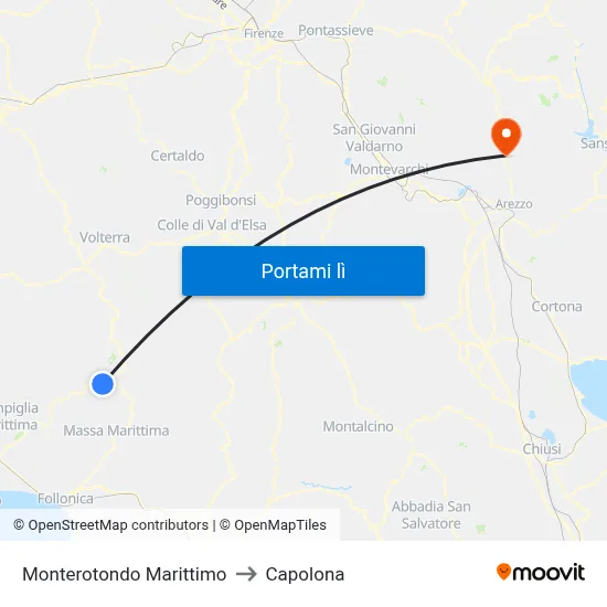 Monterotondo Marittimo to Capolona map