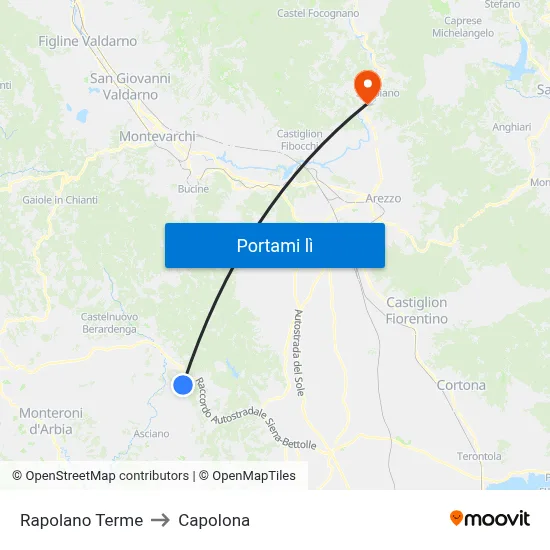 Rapolano Terme to Capolona map