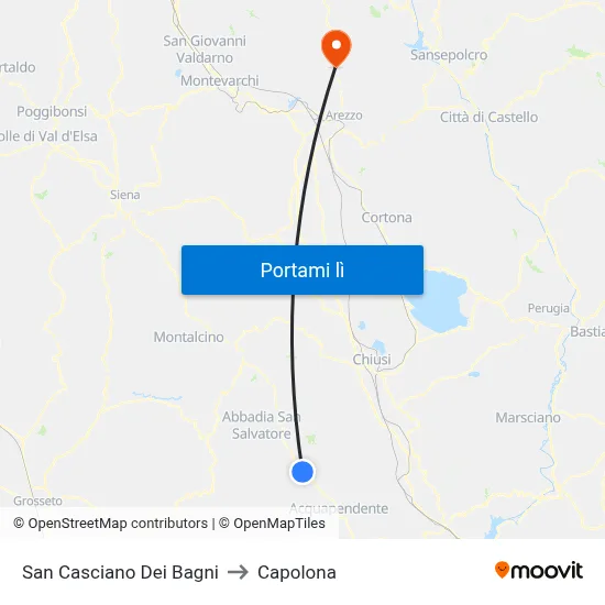 San Casciano Dei Bagni to Capolona map