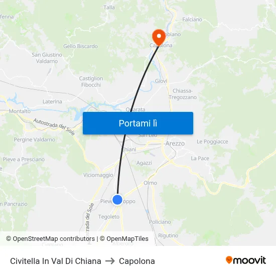 Civitella In Val Di Chiana to Capolona map