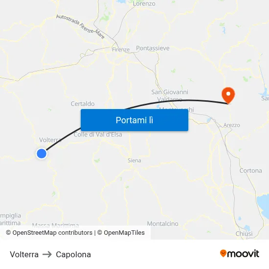Volterra to Capolona map