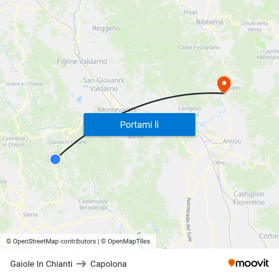 Gaiole In Chianti to Capolona map
