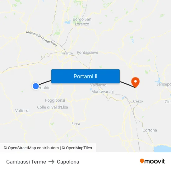 Gambassi Terme to Capolona map