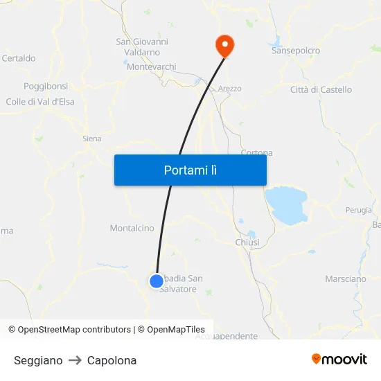 Seggiano to Capolona map