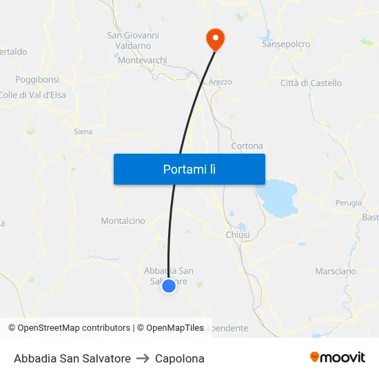 Abbadia San Salvatore to Capolona map
