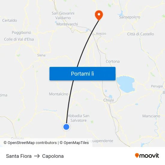 Santa Fiora to Capolona map