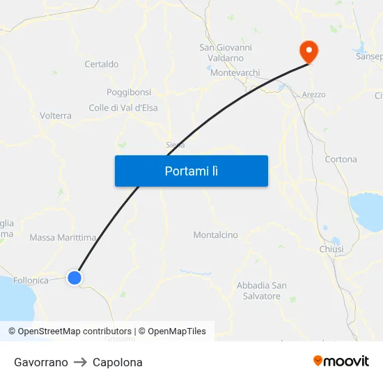 Gavorrano to Capolona map