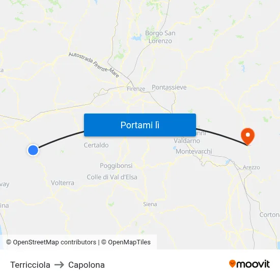 Terricciola to Capolona map