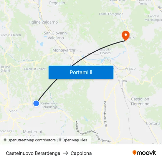 Castelnuovo Berardenga to Capolona map
