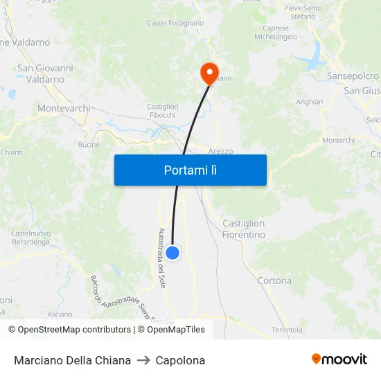 Marciano Della Chiana to Capolona map