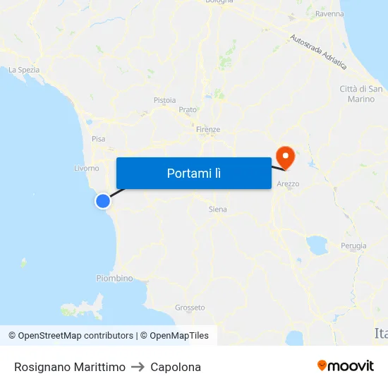 Rosignano Marittimo to Capolona map
