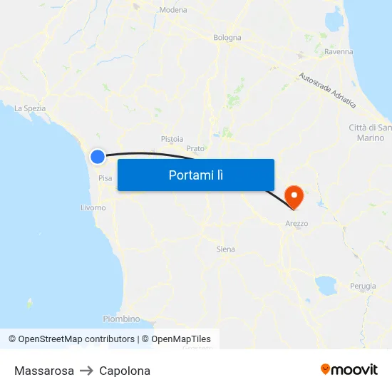 Massarosa to Capolona map