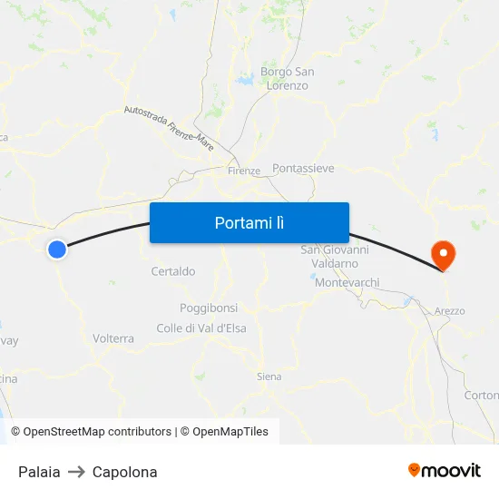 Palaia to Capolona map