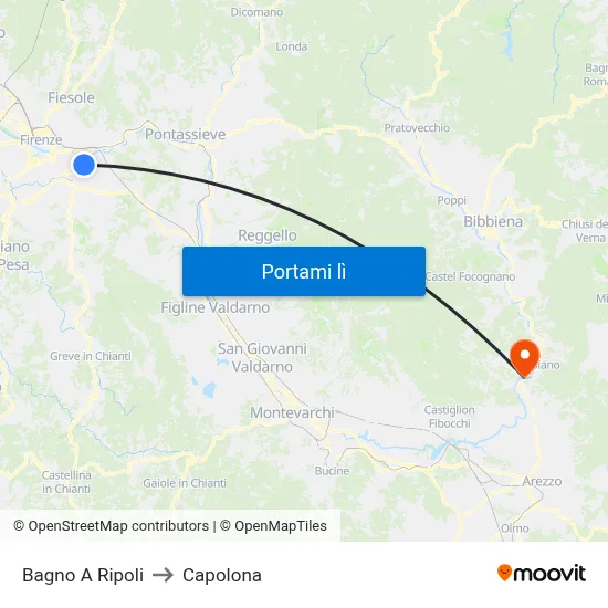 Bagno A Ripoli to Capolona map