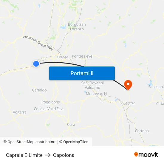 Capraia E Limite to Capolona map