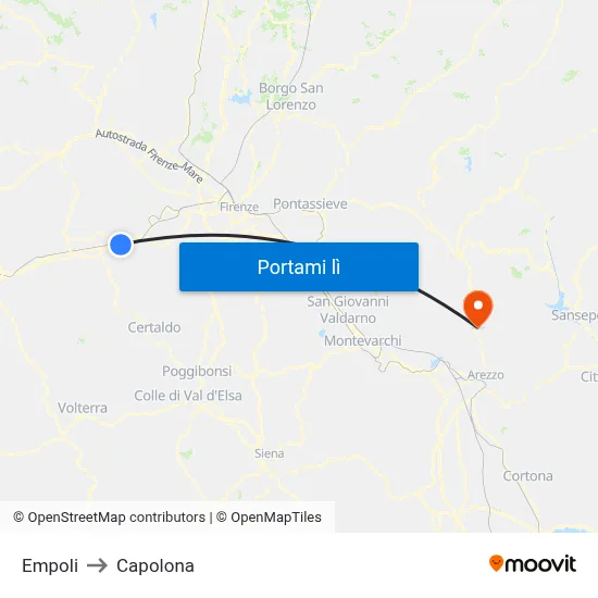Empoli to Capolona map
