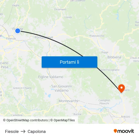 Fiesole to Capolona map