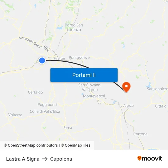 Lastra A Signa to Capolona map