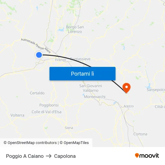 Poggio A Caiano to Capolona map