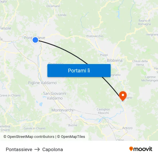 Pontassieve to Capolona map