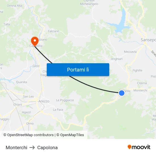 Monterchi to Capolona map